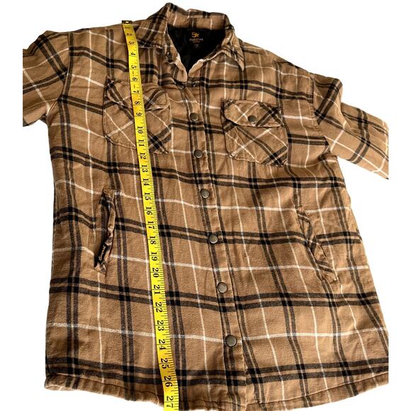 Fivestar General Flannel Jacket Shacket Women XS Plaid BROWN Retro Cozy Winter - Picture 5 of 14